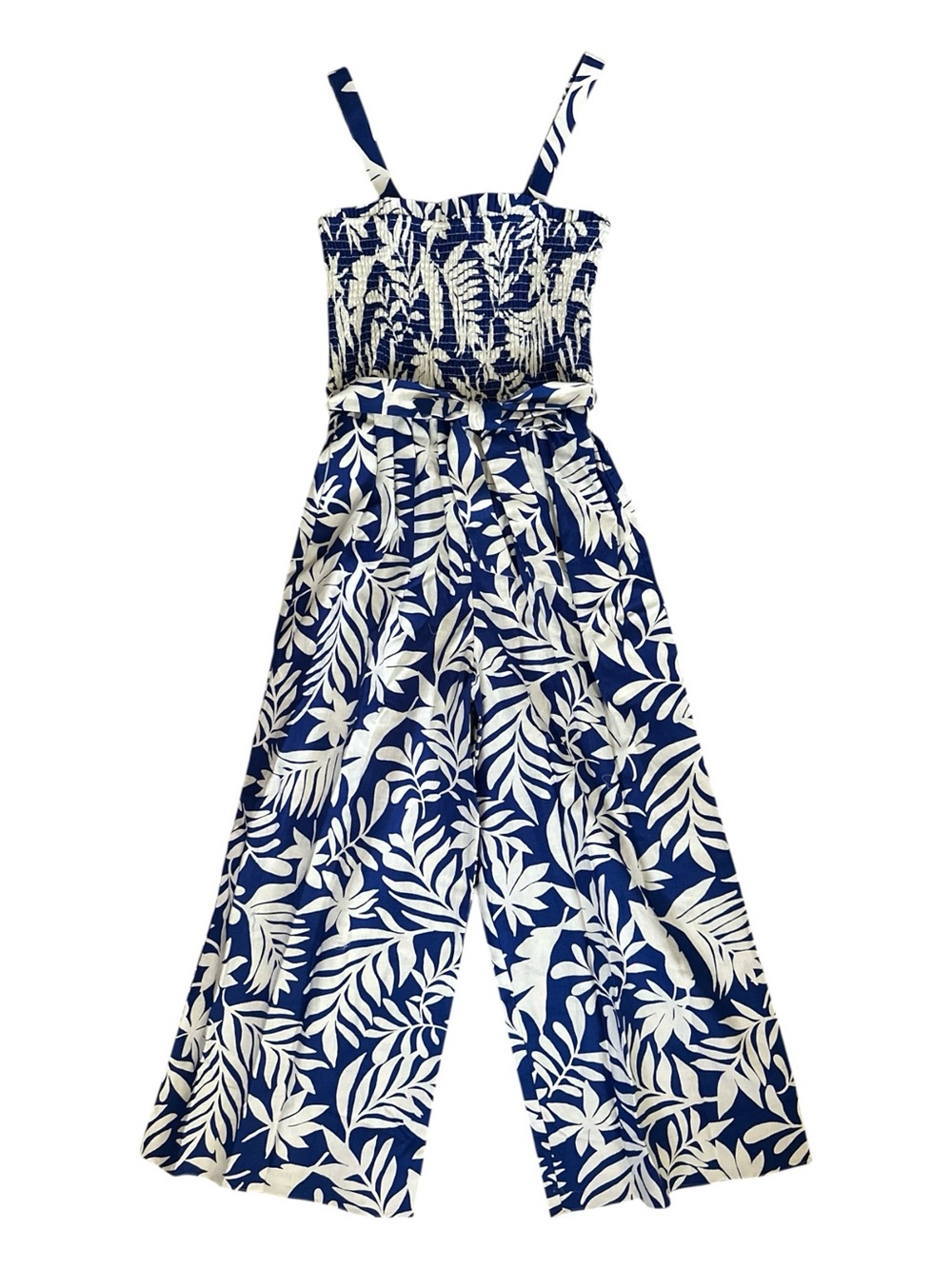 Kate Spade Tropical Foliage Print Jumpsuit Blue & White Size Small
